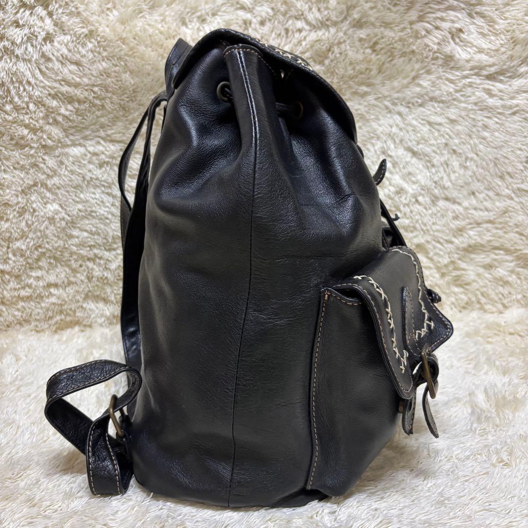 極美品　カンポマッジ　レザー　リュック　ダブルポケット　黒　ゴールド金具