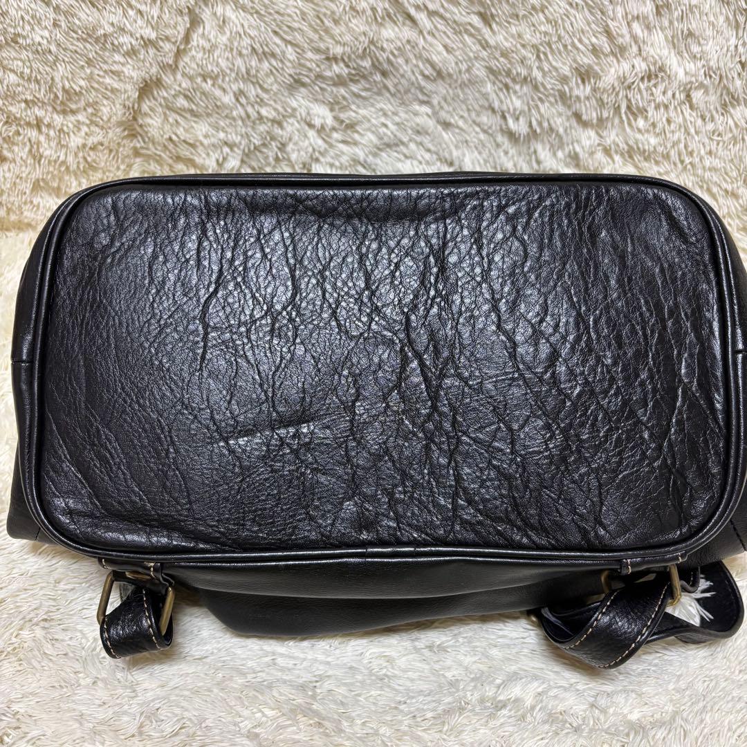 極美品　カンポマッジ　レザー　リュック　ダブルポケット　黒　ゴールド金具