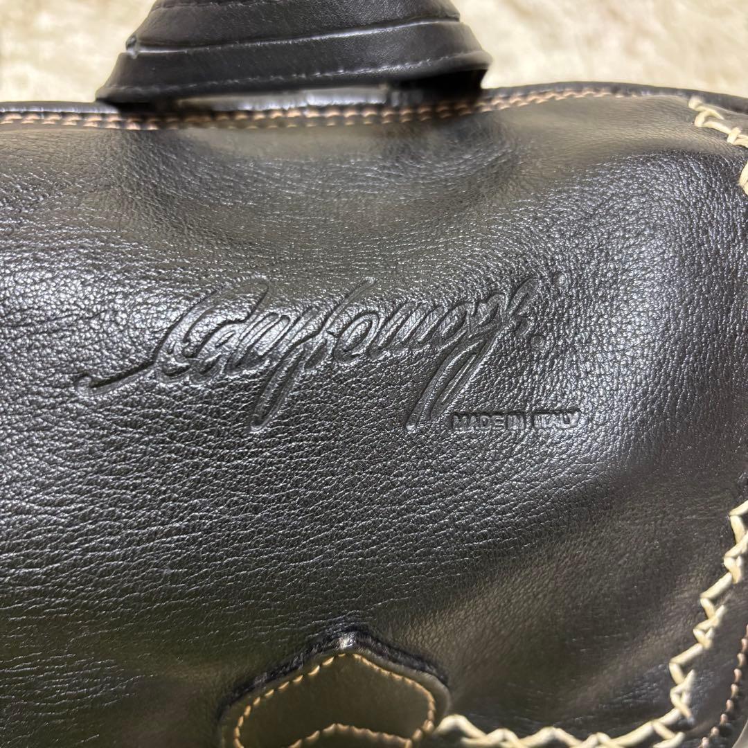 極美品　カンポマッジ　レザー　リュック　ダブルポケット　黒　ゴールド金具