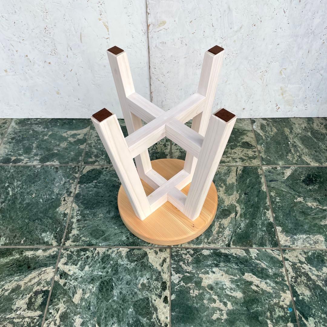 マチルダ　国産ひのき　丸椅子　木製スツール　2脚セット　北欧風