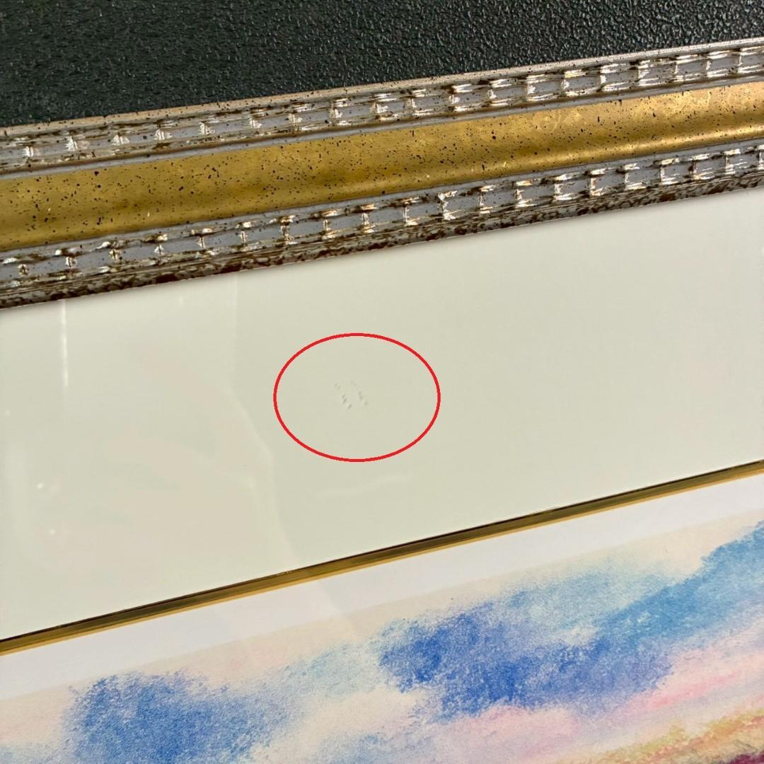 美品 ナターレ・アダミアーノ「白い花畑」リトグラフ 直筆サイン入り お洒落な額装