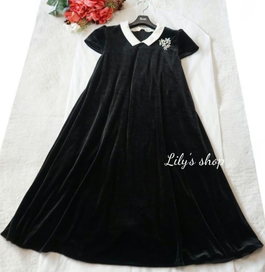 ルネ♡白襟ベロアワンピース