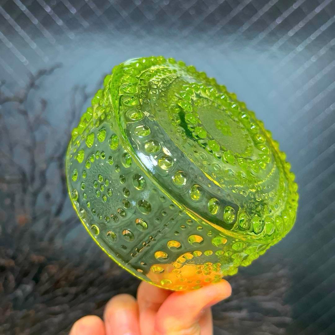 骨董 時代ガラス フィンランド グラッポニア ボウル 小鉢 ウランガラス