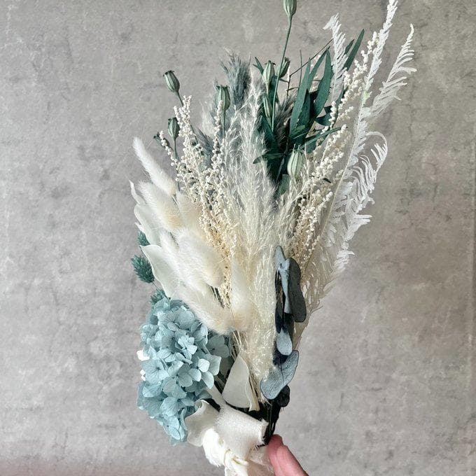 シックなブルーグリーンの紫陽花スワッグ(ブーケ）　Lふっくらタイプ　再販