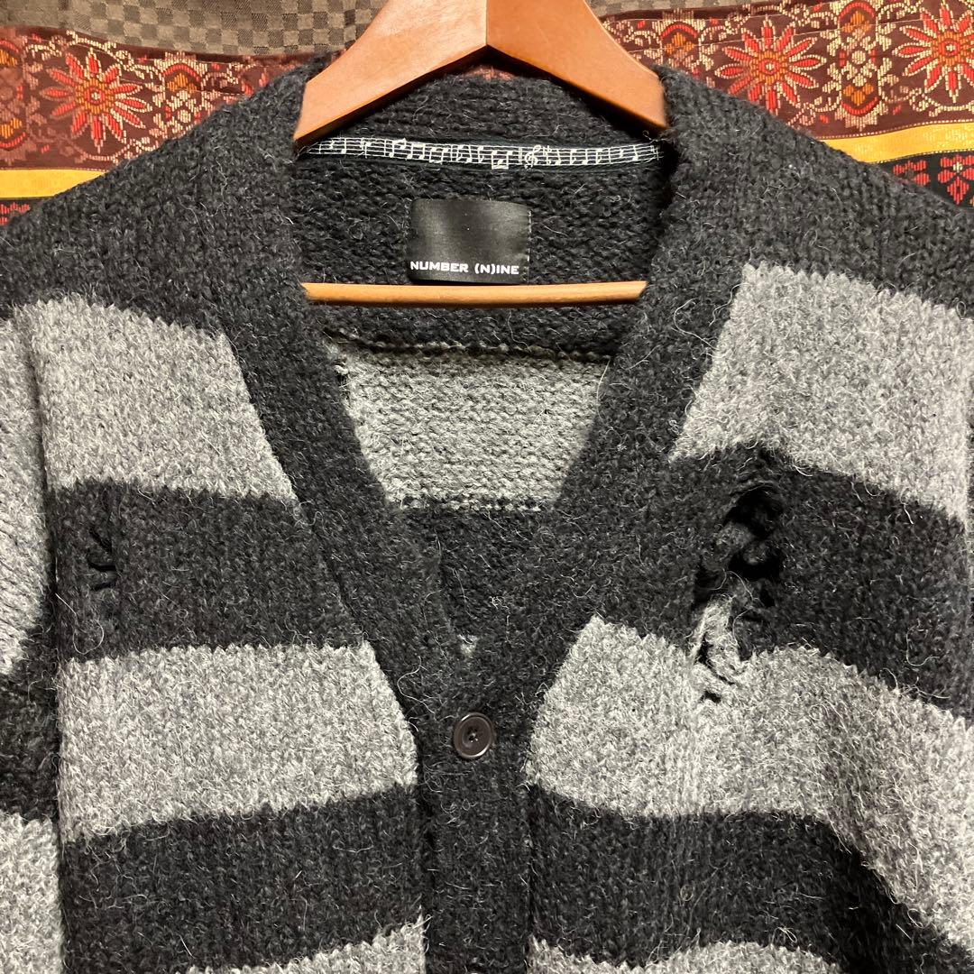 ナンバーナイン ダメージ加工 ボーダーカーディガン グランジ カート
