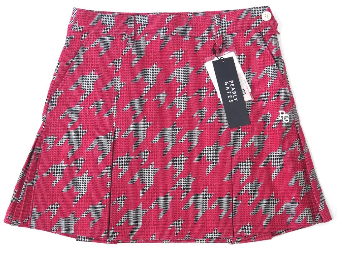 新品●パーリーゲイツ●グレンチェック千鳥ジャガード 起毛　ストレッチスカート　M