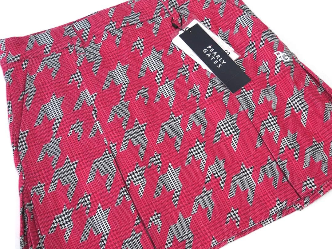 新品●パーリーゲイツ●グレンチェック千鳥ジャガード 起毛　ストレッチスカート　M