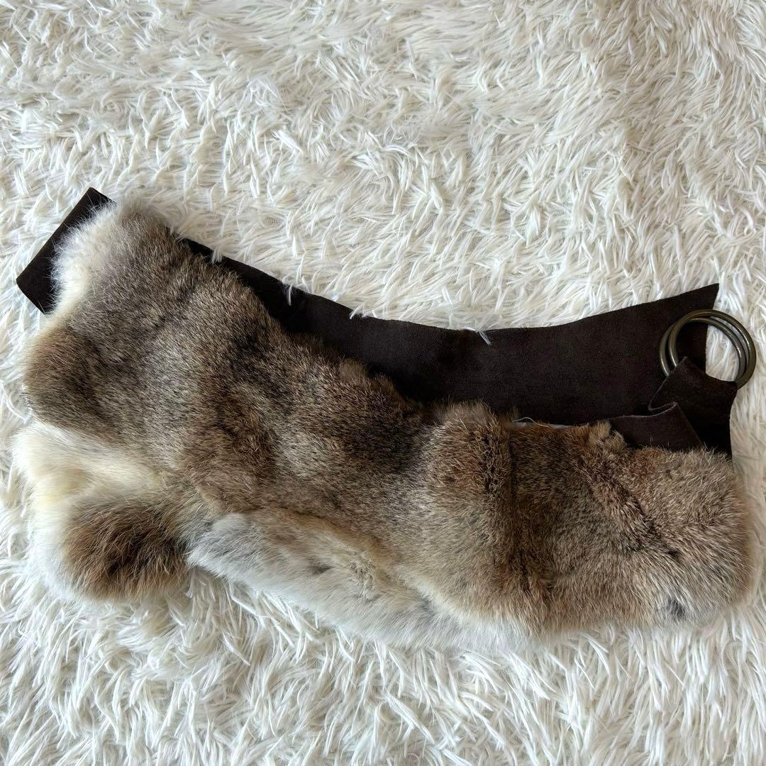 希少　00s y2k goa ラビットファーベルト スウェードレザーベルト　金具