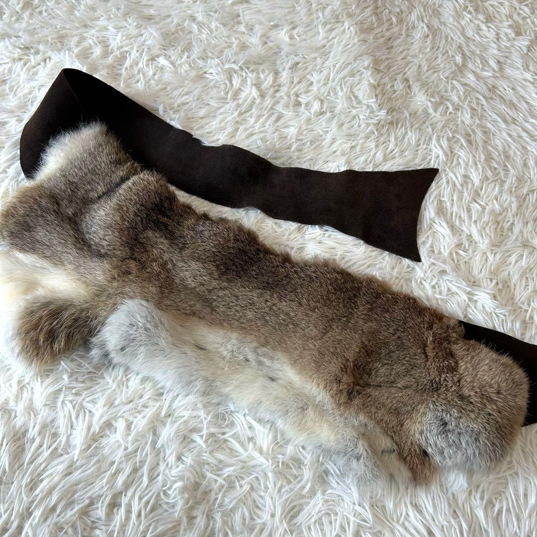 希少　00s y2k goa ラビットファーベルト スウェードレザーベルト　金具