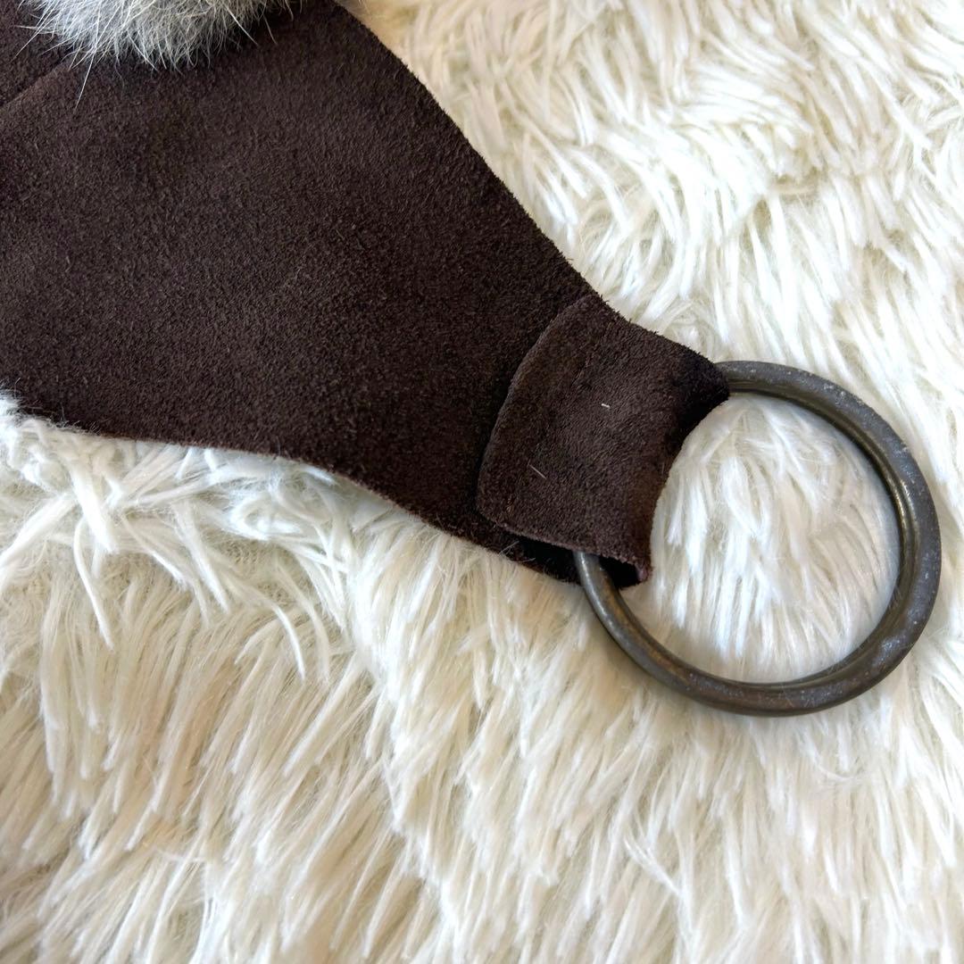 希少　00s y2k goa ラビットファーベルト スウェードレザーベルト　金具