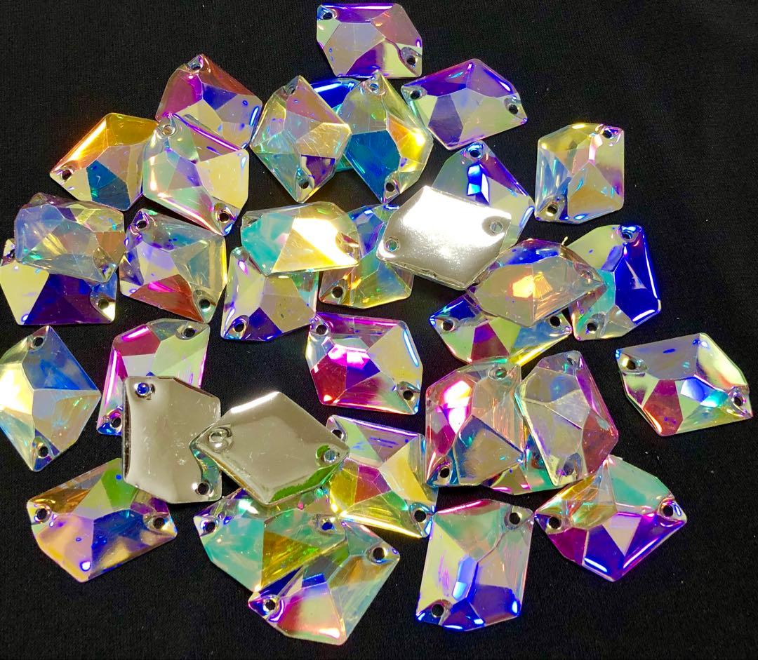 アクリル製 ラインストーン クリスタルABひし型 社交ダンス バレエ キラキラ