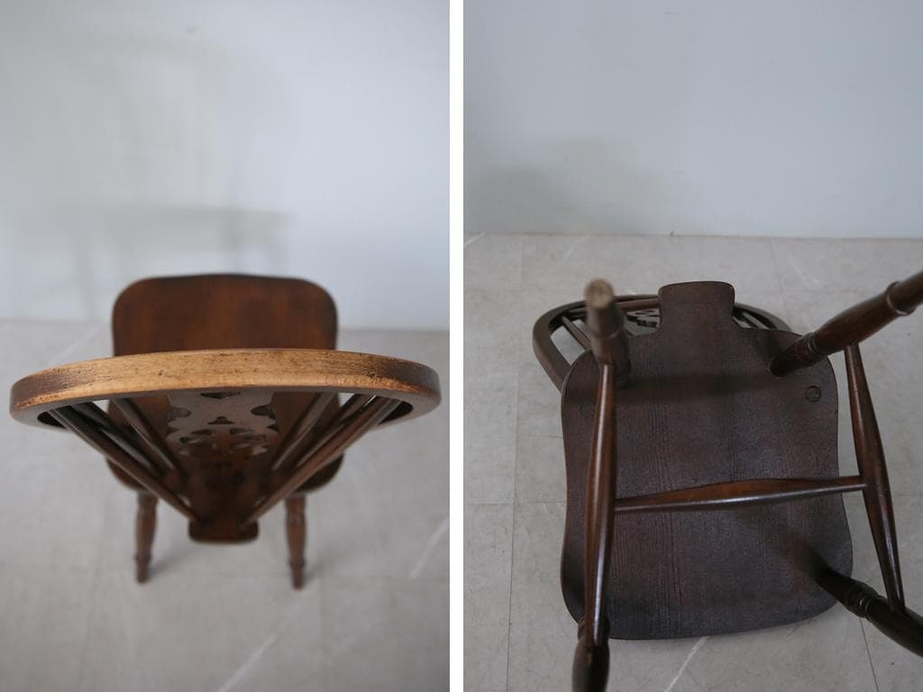 英国アンティーク木製ホイールバックチェア/ダイニングイス/椅子(91-203-5