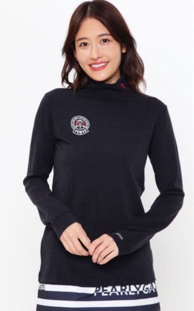 新品　パーリーゲイツ　ハイネックシャツ　長袖カットソー　ネイビー　サイズ0