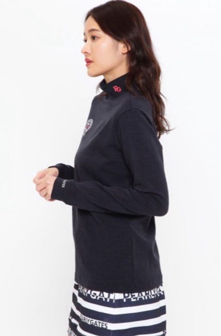 新品　パーリーゲイツ　ハイネックシャツ　長袖カットソー　ネイビー　サイズ0