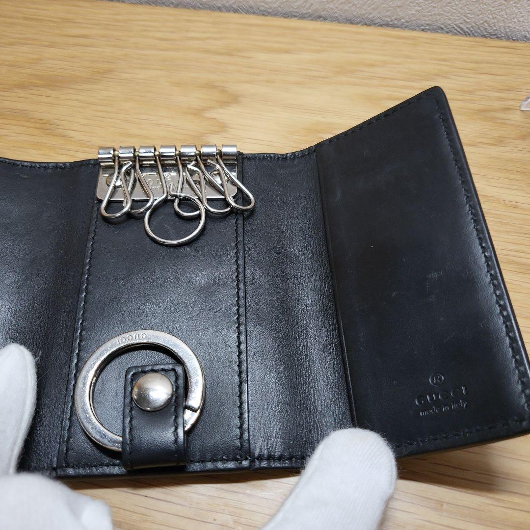 GUCCI グッチ GG グッチシマ キーリング付き 6連 キーケース ブラック