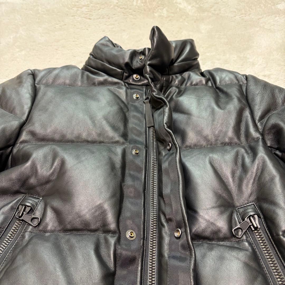 【極美品】ナノユニバース×西川ダウン ラムレザー ダウンジャケット ブラック S