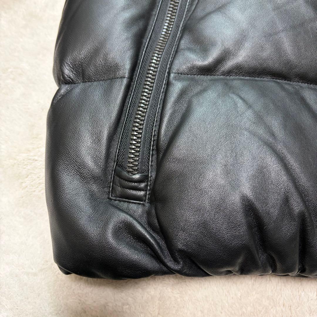 【極美品】ナノユニバース×西川ダウン ラムレザー ダウンジャケット ブラック S