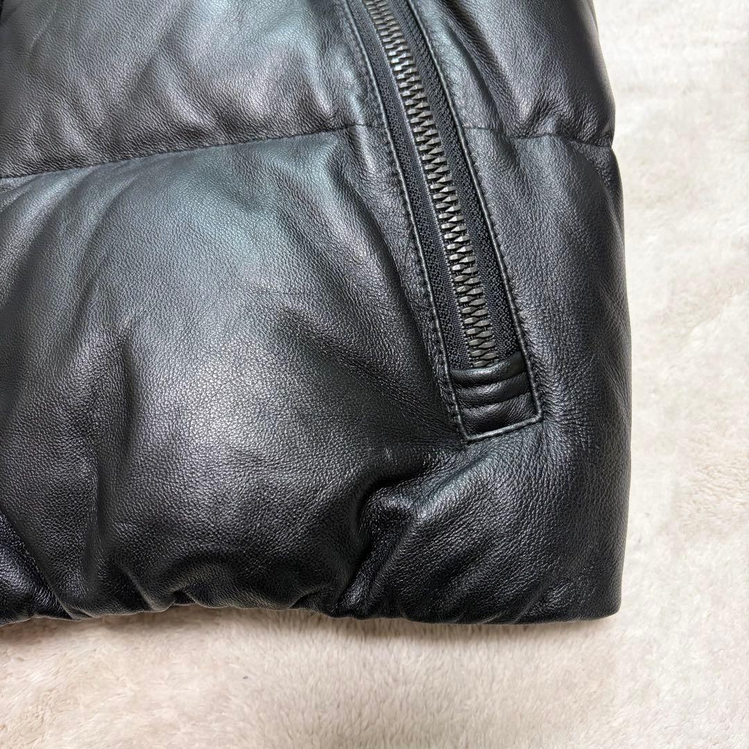 【極美品】ナノユニバース×西川ダウン ラムレザー ダウンジャケット ブラック S