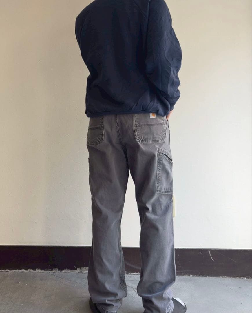 carharttカーハートダブルニーダックパンツグレーペンキ飛びW36古着