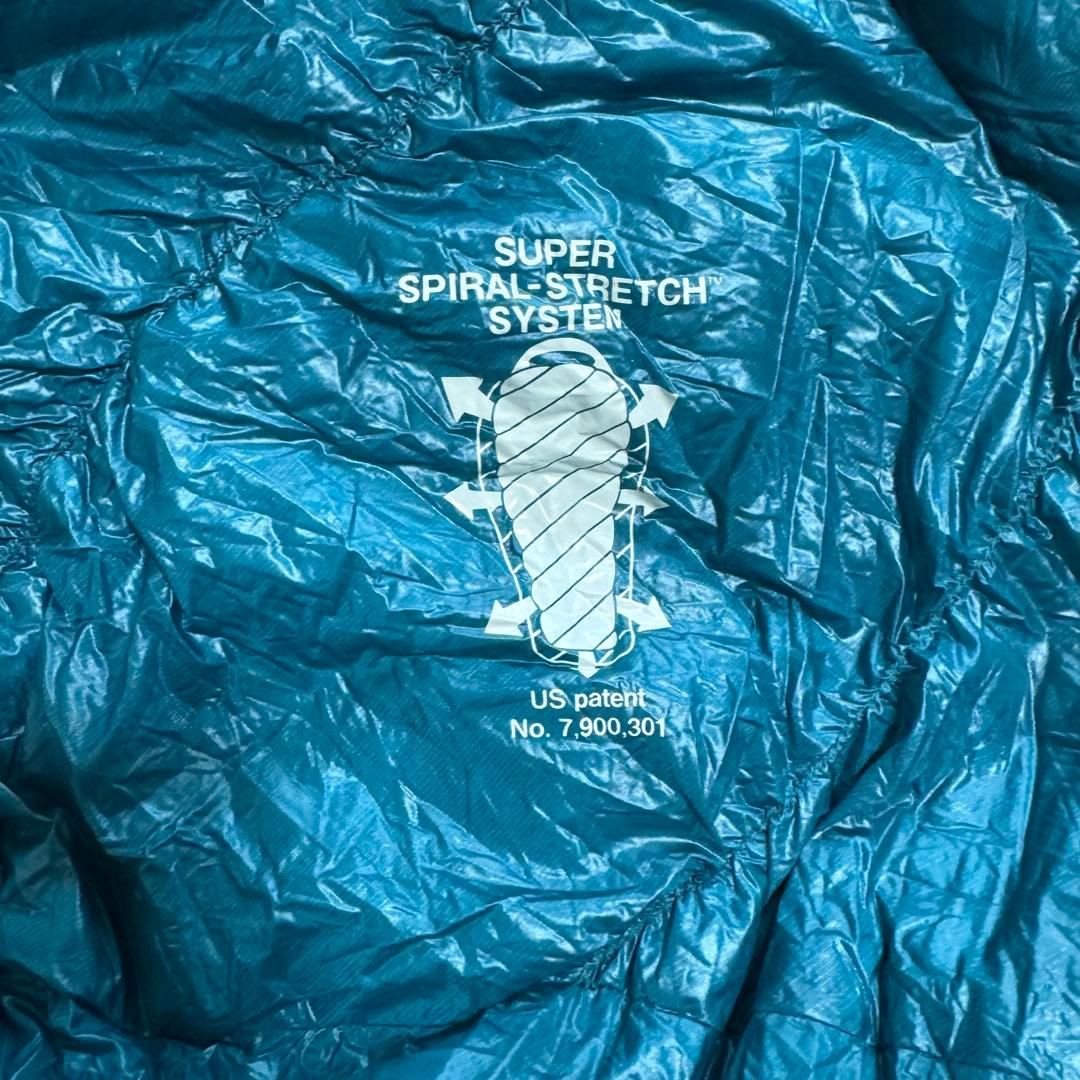 極美品モンベル800FP ダウンハガー800 #3 R/ZIP保管袋付　青緑