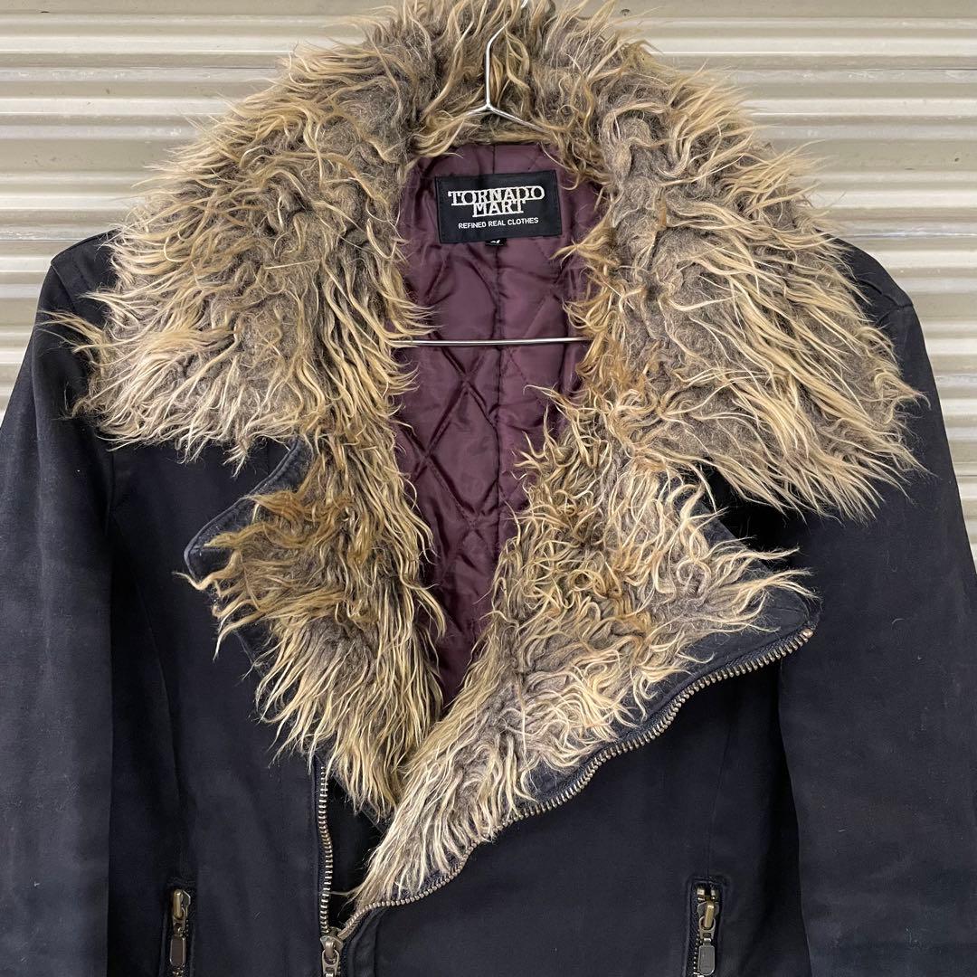 00s トルネードマート フェイクファー 中綿 ライダースジャケット y2k