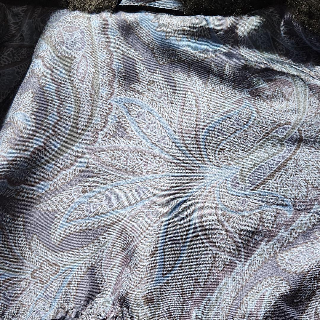 極美品✨エトロ チェスターコート ダブル 襟ムートン ペイズリー ネイビー