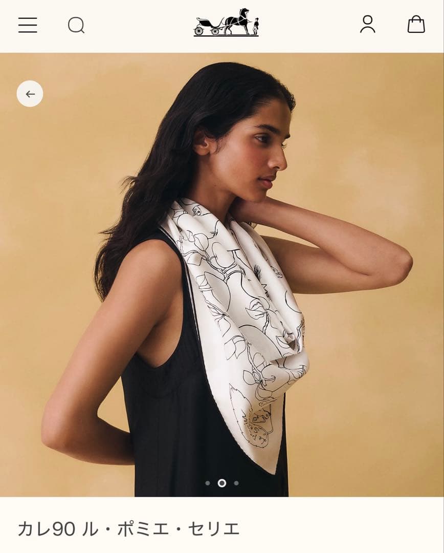 2026ss エルメス カレ90 ル・ポミエ・セリエ 白黒 河原伸介 新品未使用