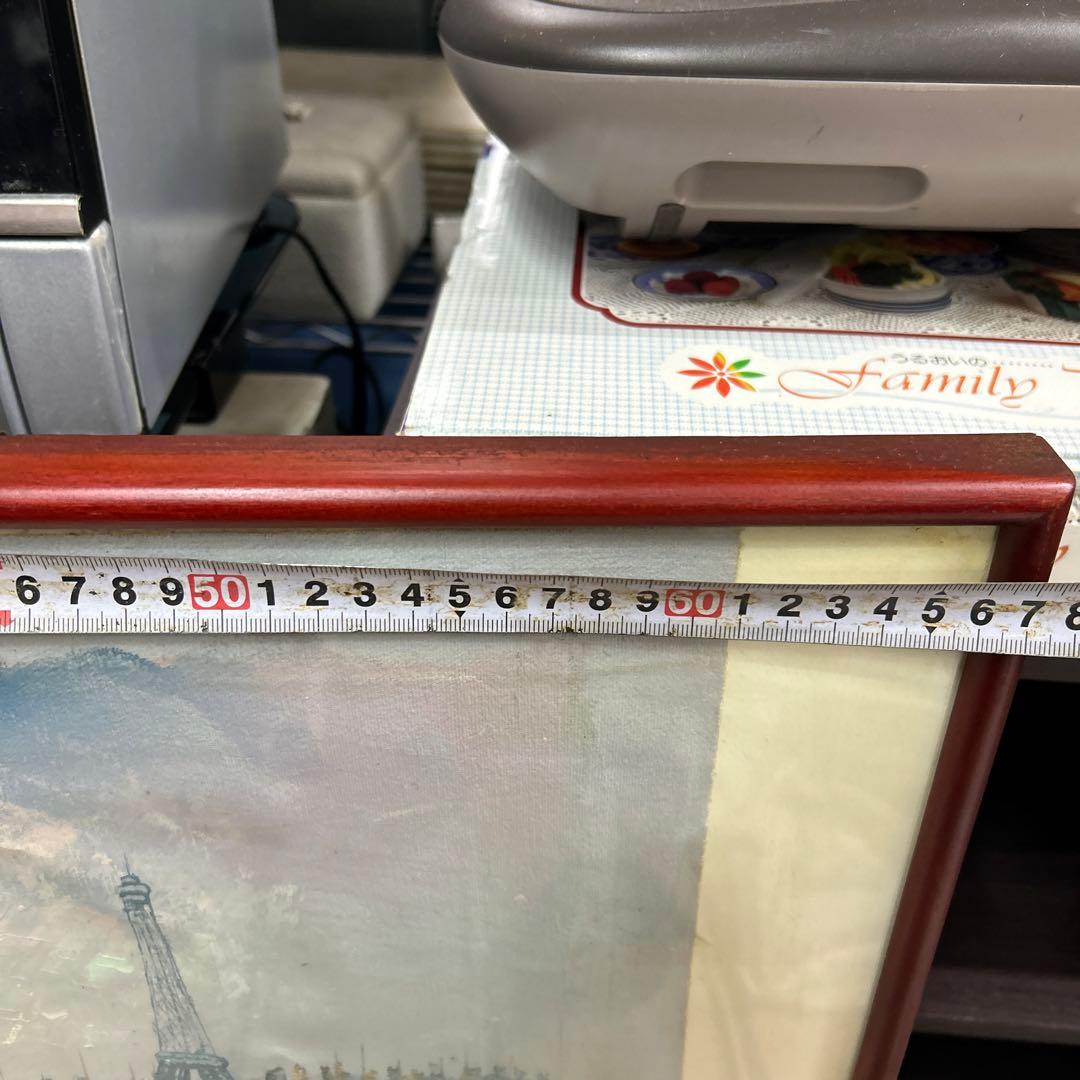 作者不詳 パリの風景 エッフェル塔とノートルダム大聖堂 額付 絵画