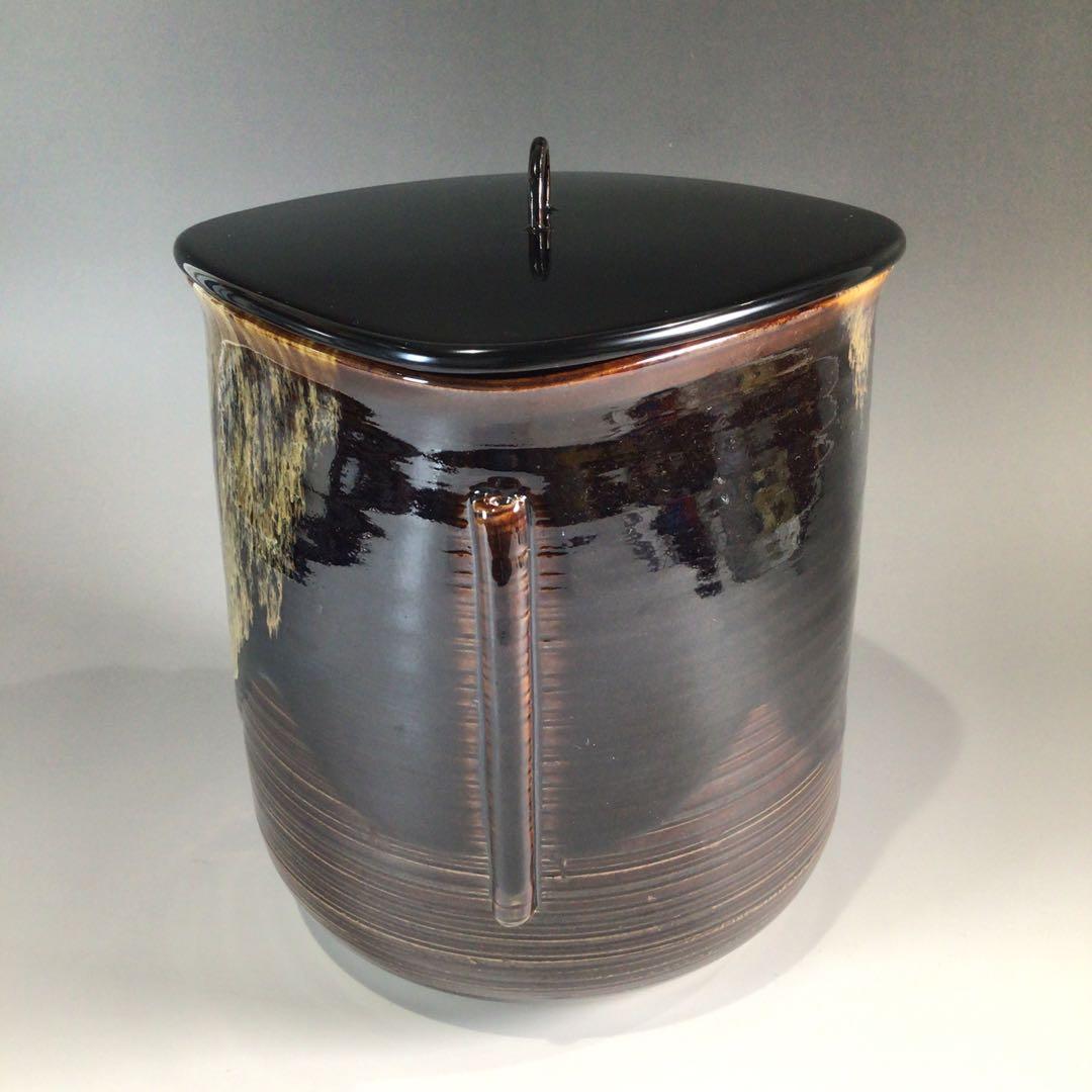 Ｐ５０８　水指　『高取焼』『青柳翠峰造』『耳付水指』　共箱　茶道具