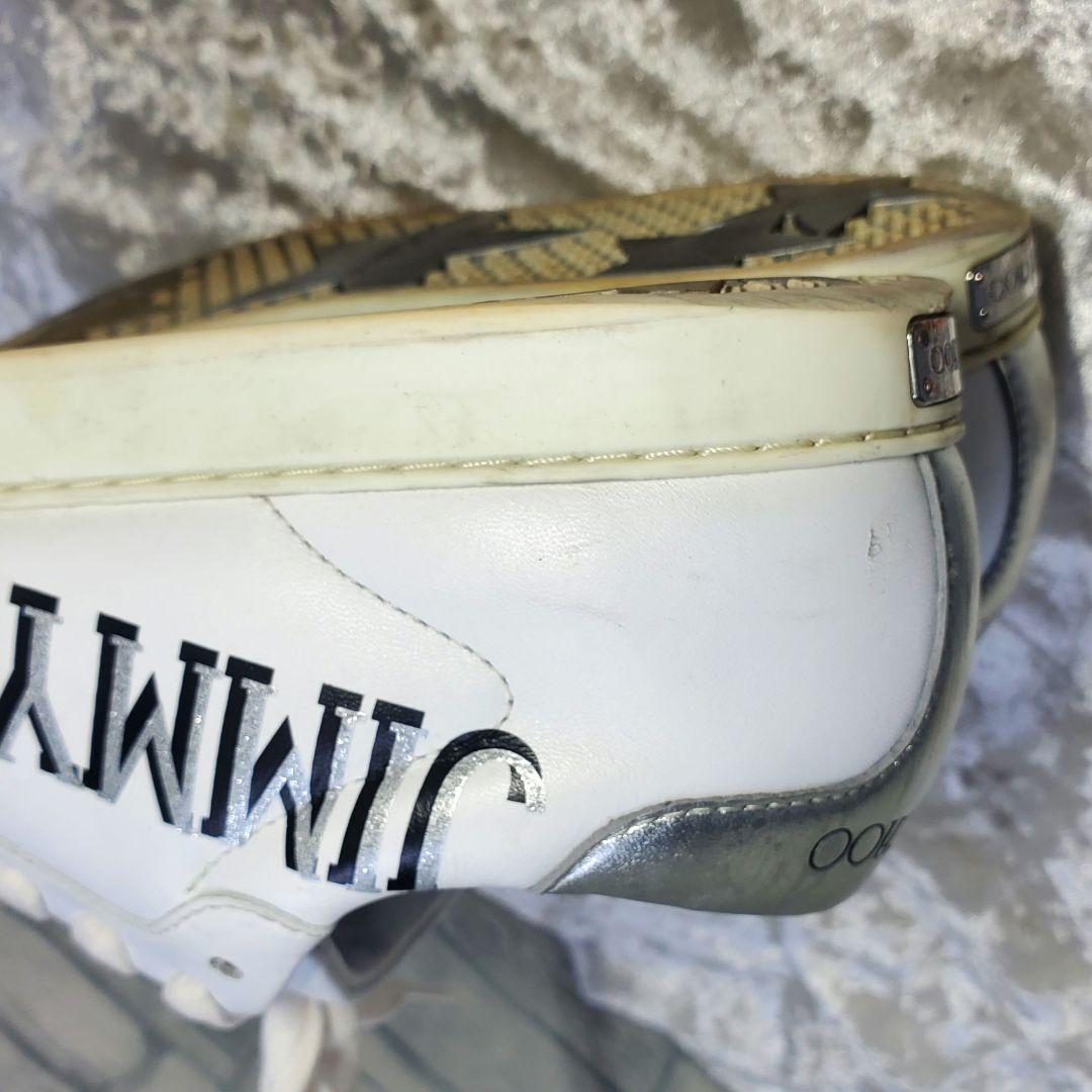 JIMMY CHOO 25cm レザースニーカー 白 ローカット 38 ロゴ