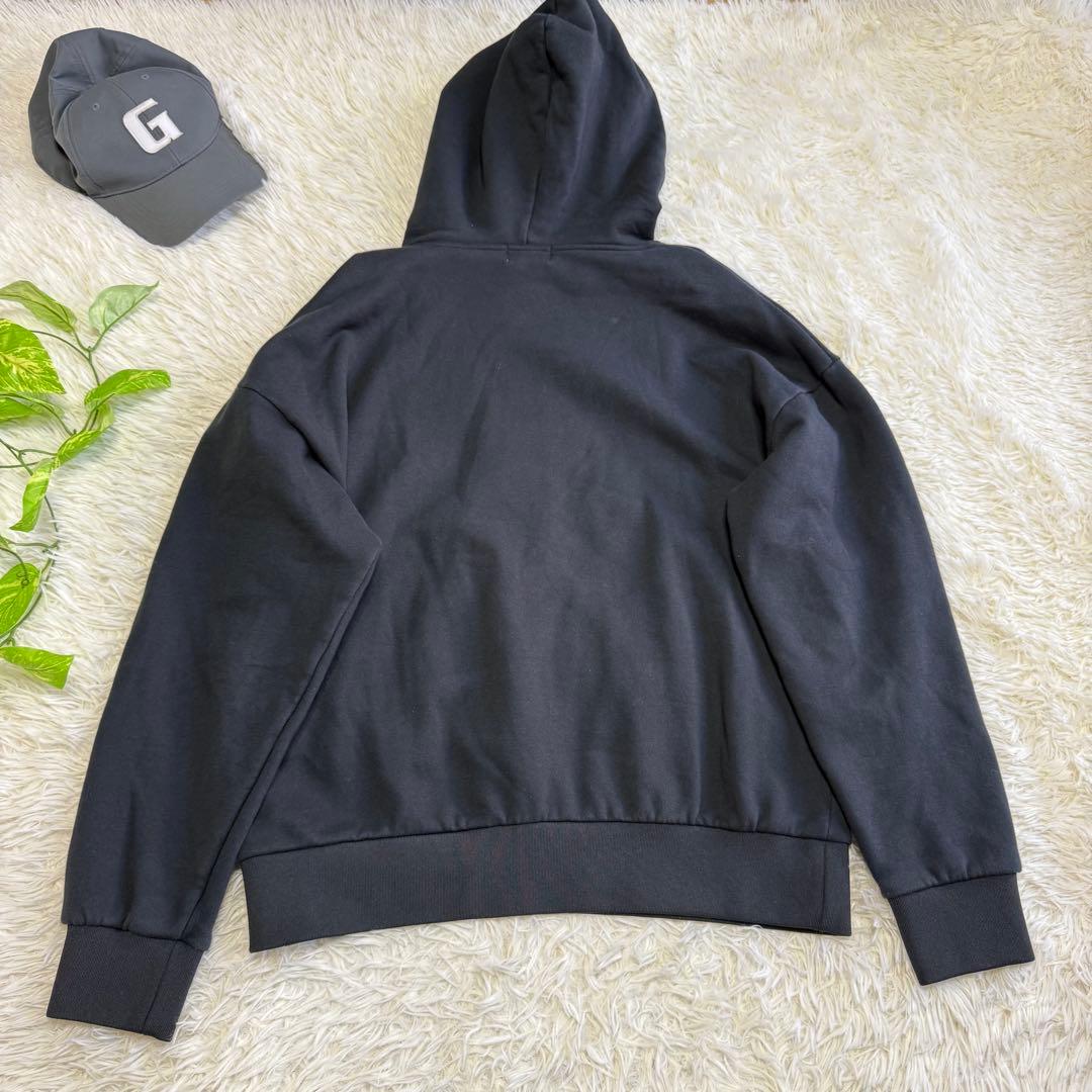 【ジャックバニー】美品 パーカー ブラック 6サイズ メンズ 刺繍ロゴ 裏起毛