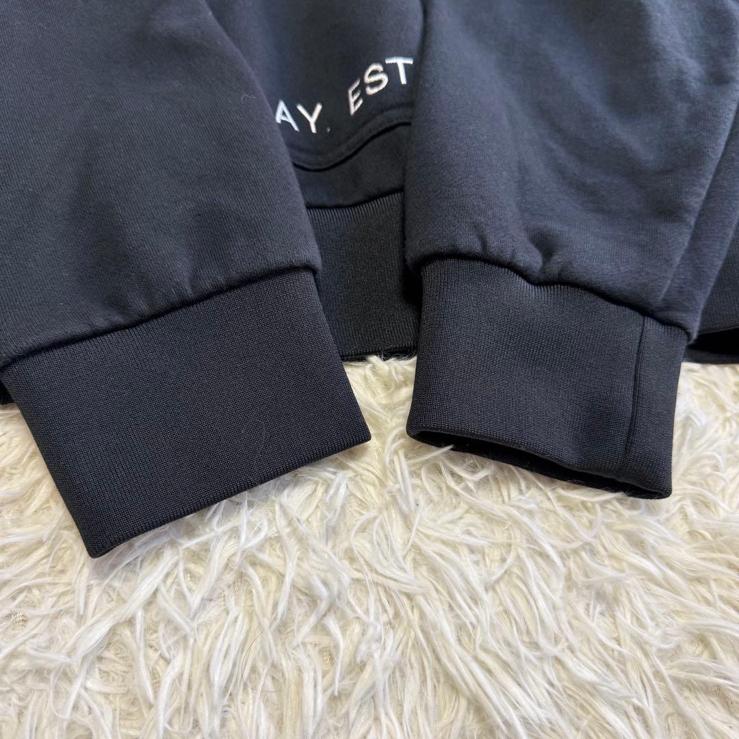 【ジャックバニー】美品 パーカー ブラック 6サイズ メンズ 刺繍ロゴ 裏起毛