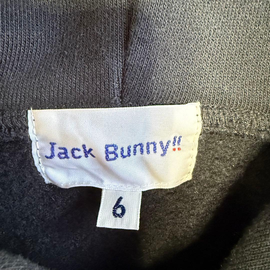 【ジャックバニー】美品 パーカー ブラック 6サイズ メンズ 刺繍ロゴ 裏起毛