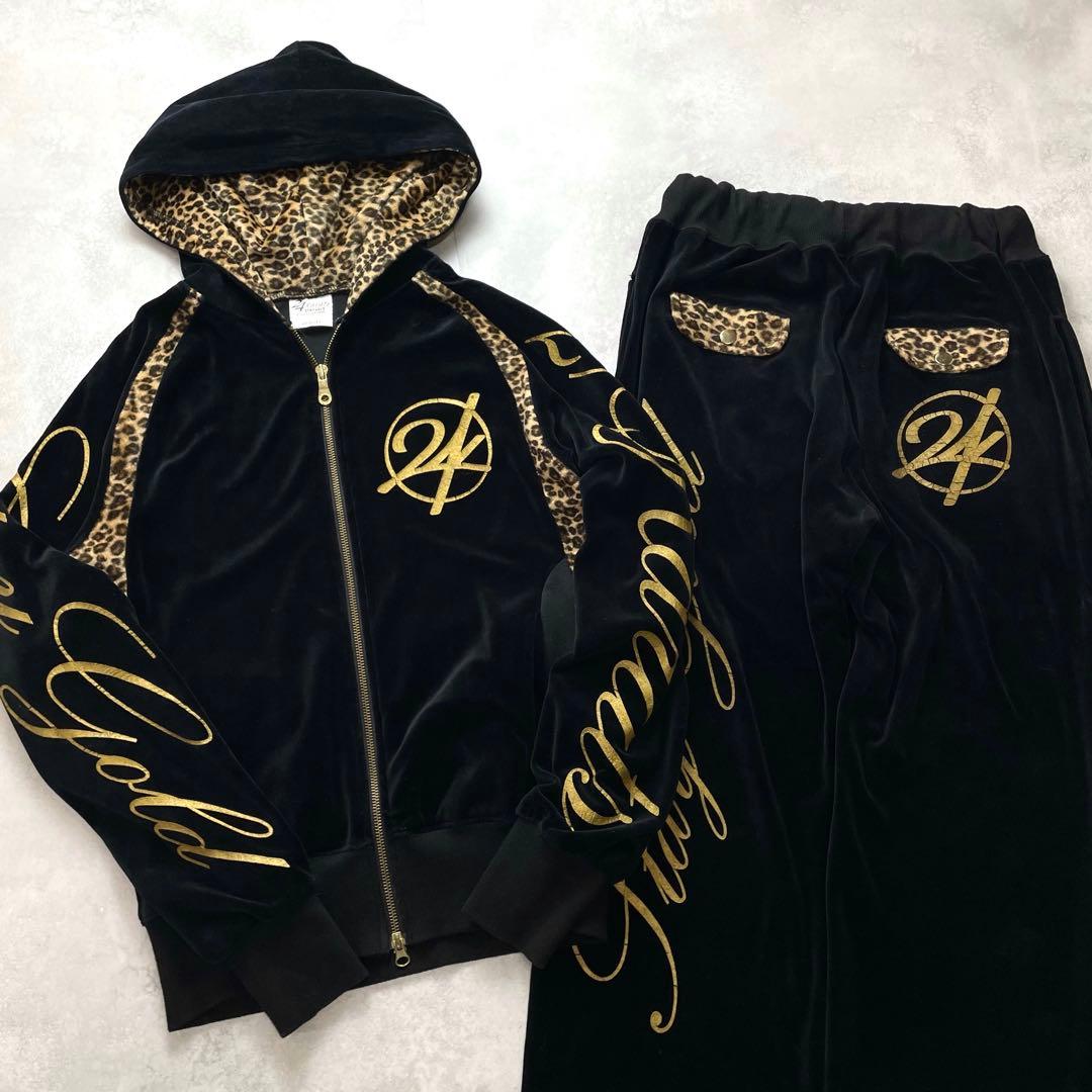 24karats 激レア 美品 豹柄 ヒョウ柄 レオパード ベロア セットアップ