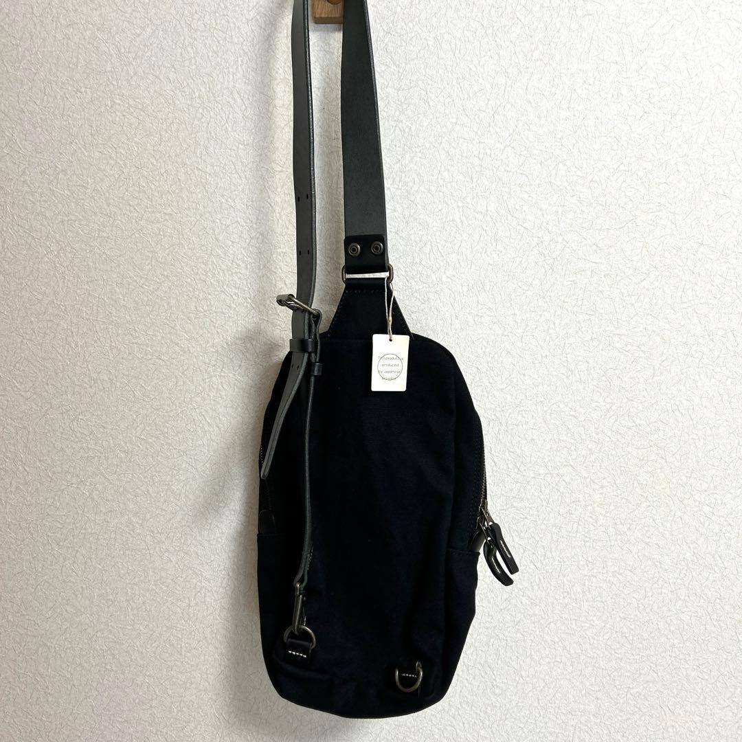【新品タグ付き】キソラ kissora 帆布キャンパス×レザー ボディーバッグ黒