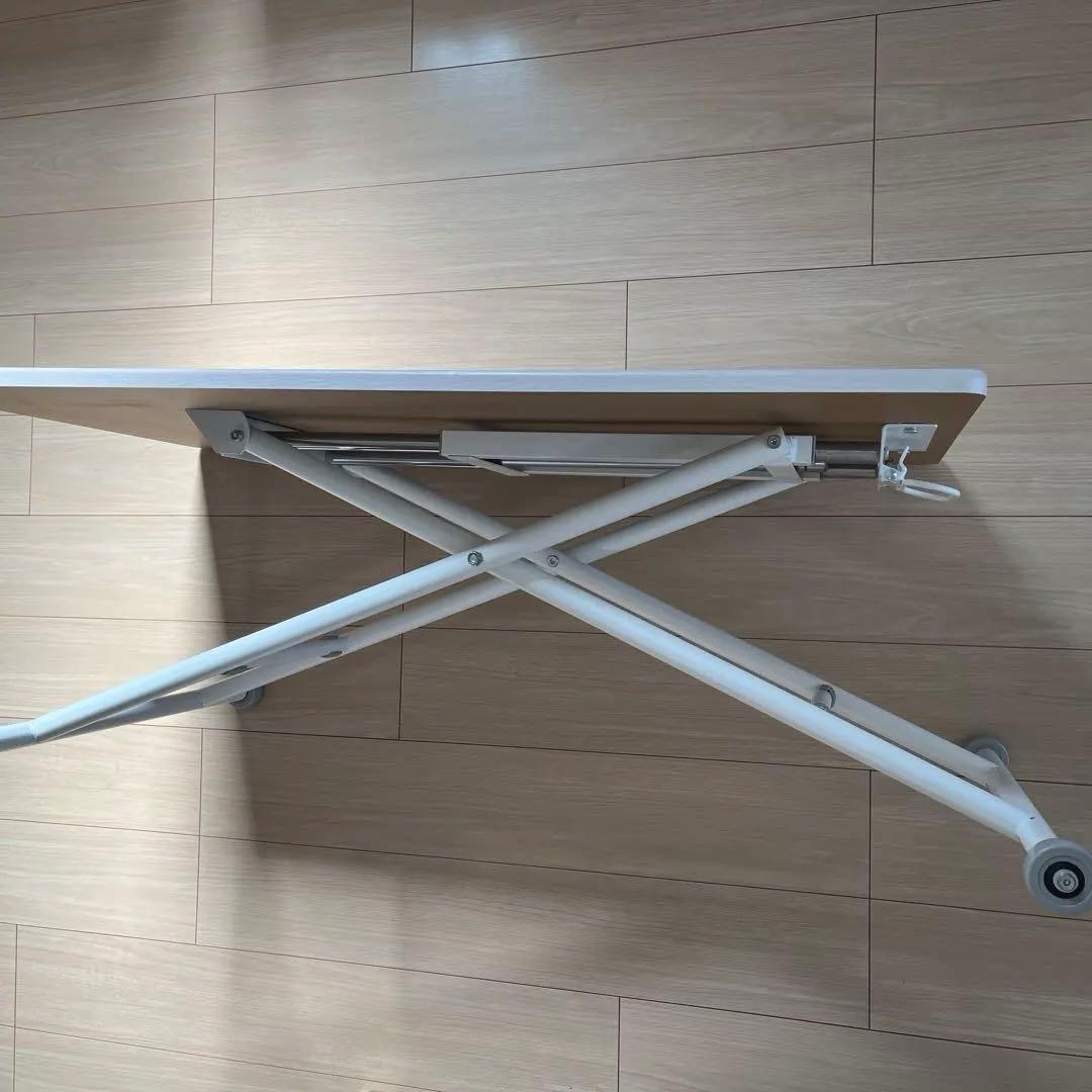 昇降式テーブル ホワイト 長方形