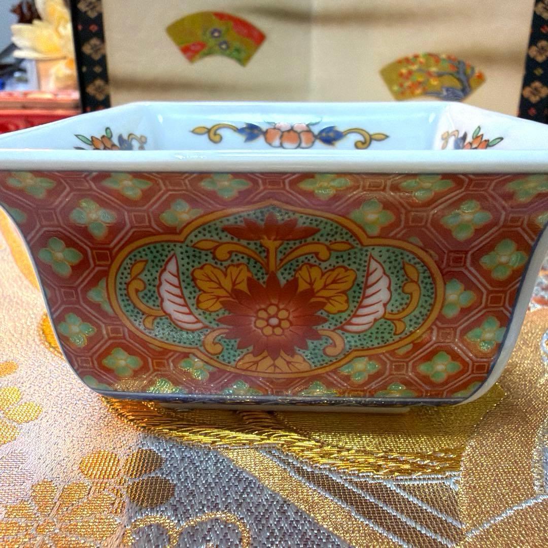 まま 金彩角皿　庫山窯羽子板皿　金銀ガラス製プレート16客 No.4-36