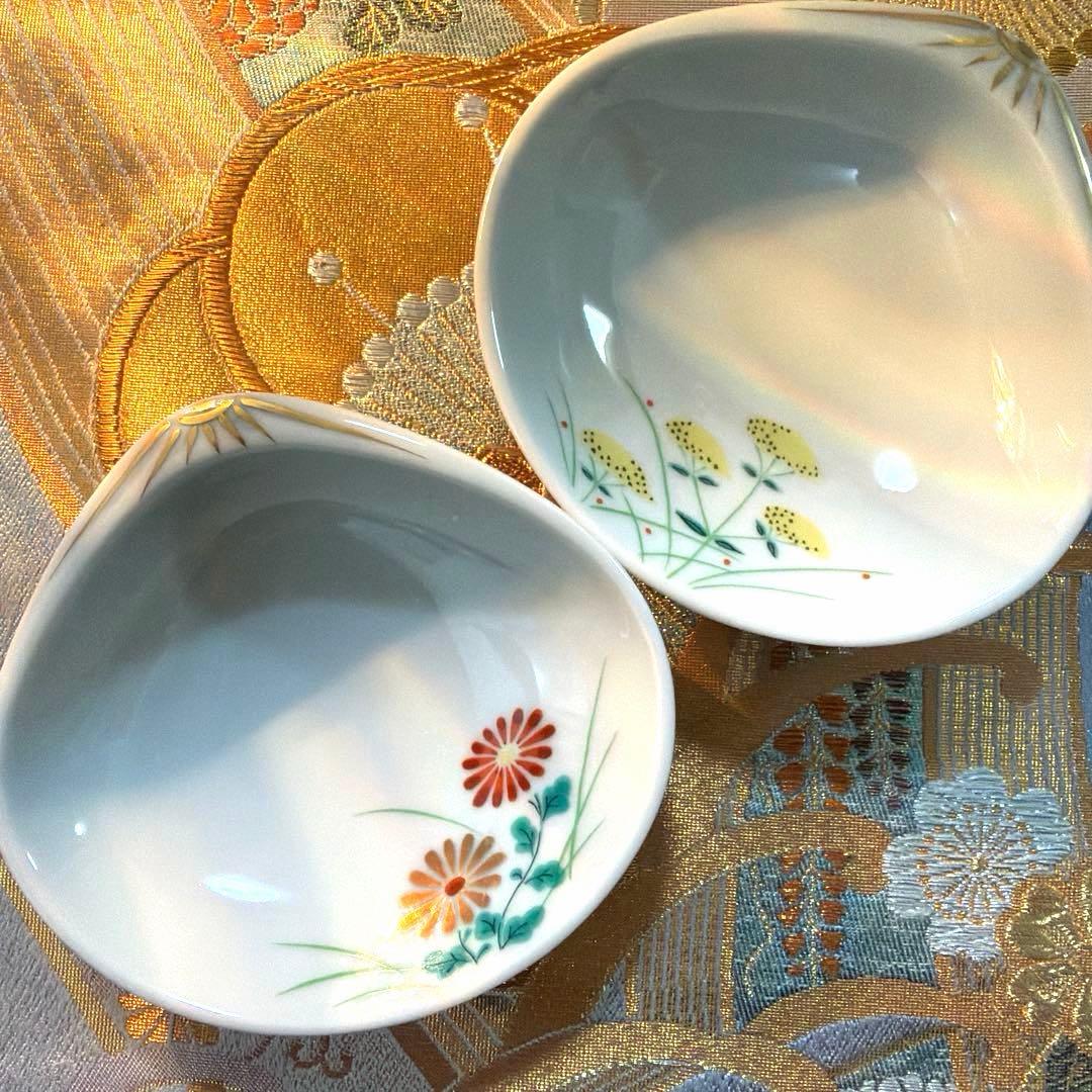 まま 金彩角皿　庫山窯羽子板皿　金銀ガラス製プレート16客 No.4-36