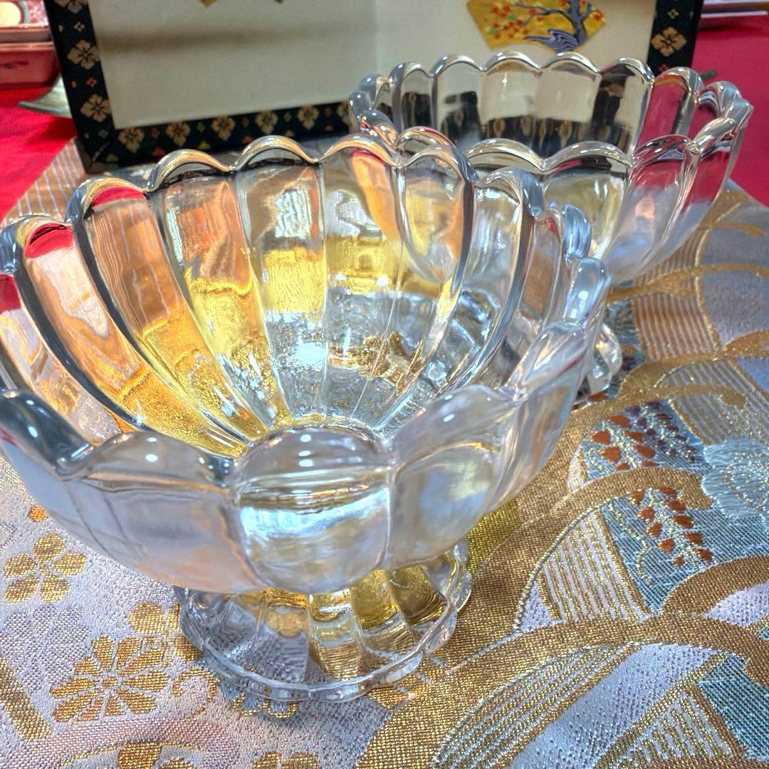 まま 金彩角皿　庫山窯羽子板皿　金銀ガラス製プレート16客 No.4-36