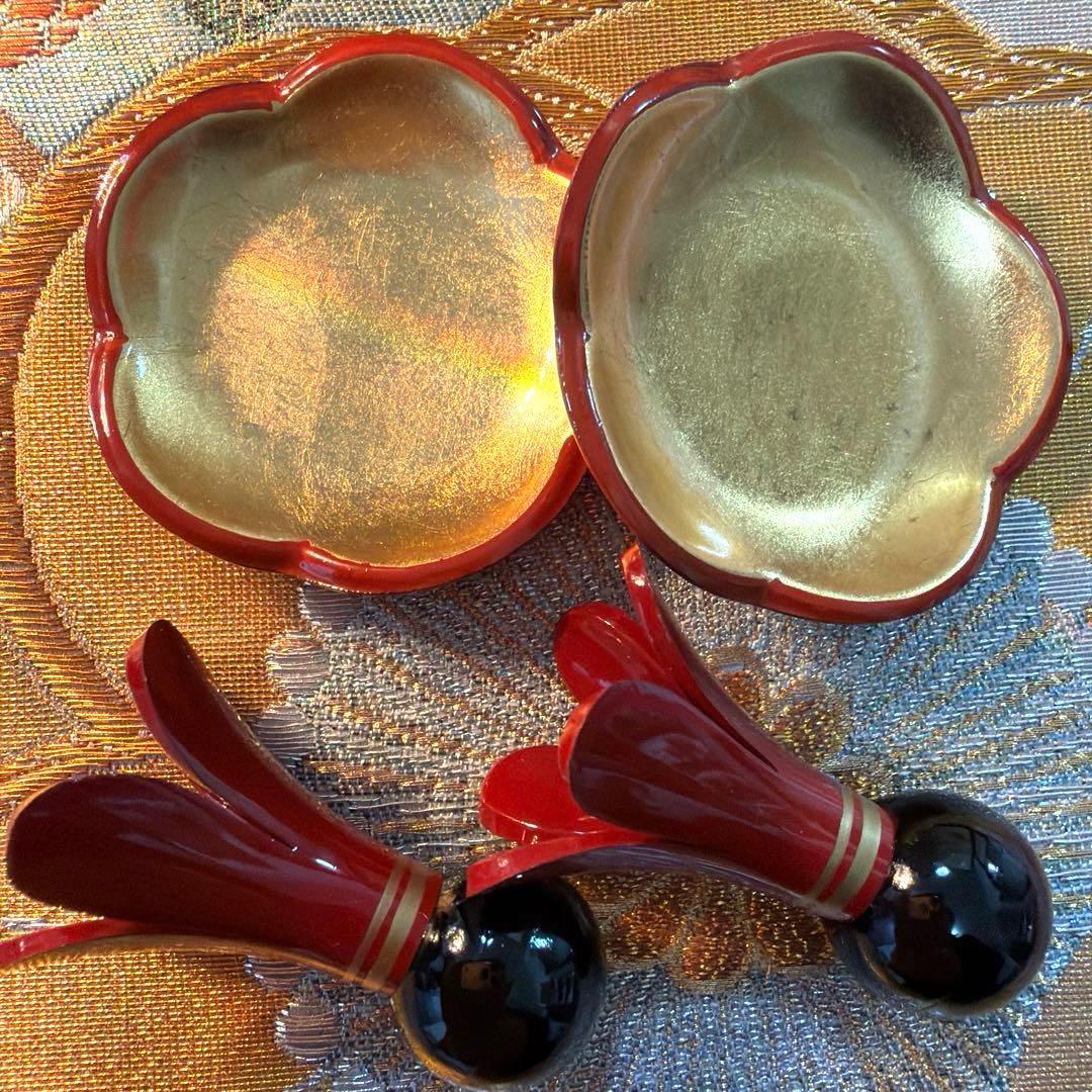 まま 金彩角皿　庫山窯羽子板皿　金銀ガラス製プレート16客 No.4-36