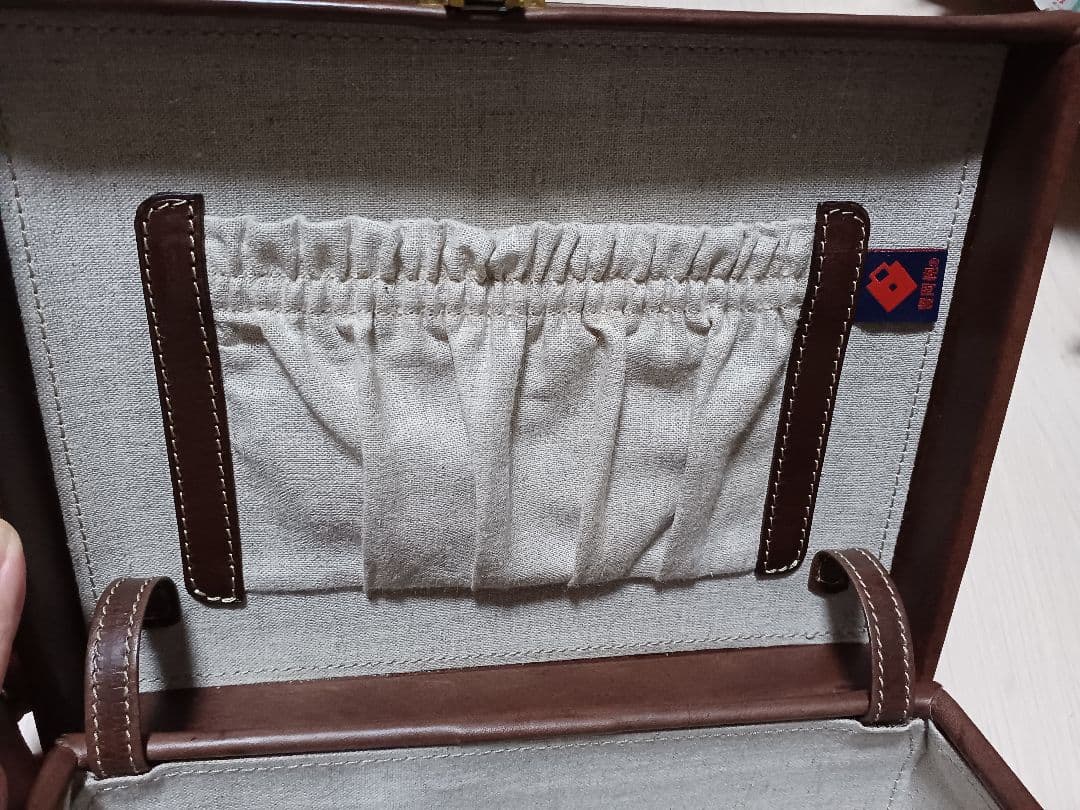 マスミ鞄嚢　豆アタッシュケース　ヌメ革　チョコ