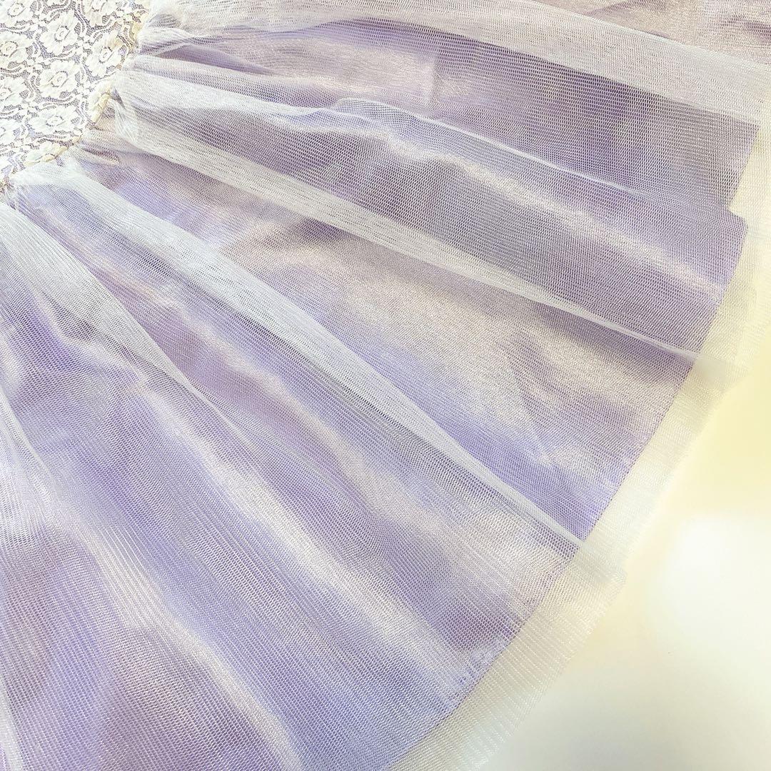 110size ラベンダー×ホワイト セレモニー 入学 卒園 発表会 フォーマル