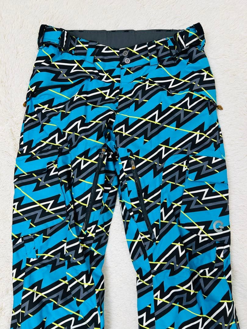 GOLDWIN スキーパンツ L　幾何学柄 ブルー×ブラック スキー　スノボ