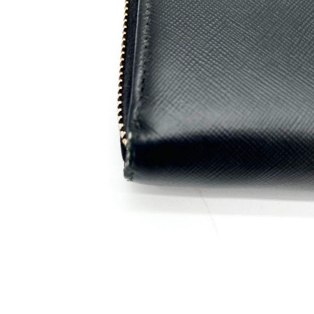 PRADA ラウンドファスナー　サフィアーノレザー ゴールド金具　ブラック　箱