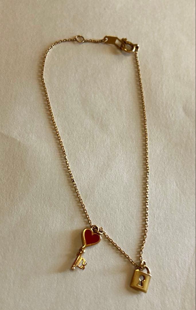 K10 スタージュエリー ブレスレット　アンクレット　ハート 鍵 約 18cm