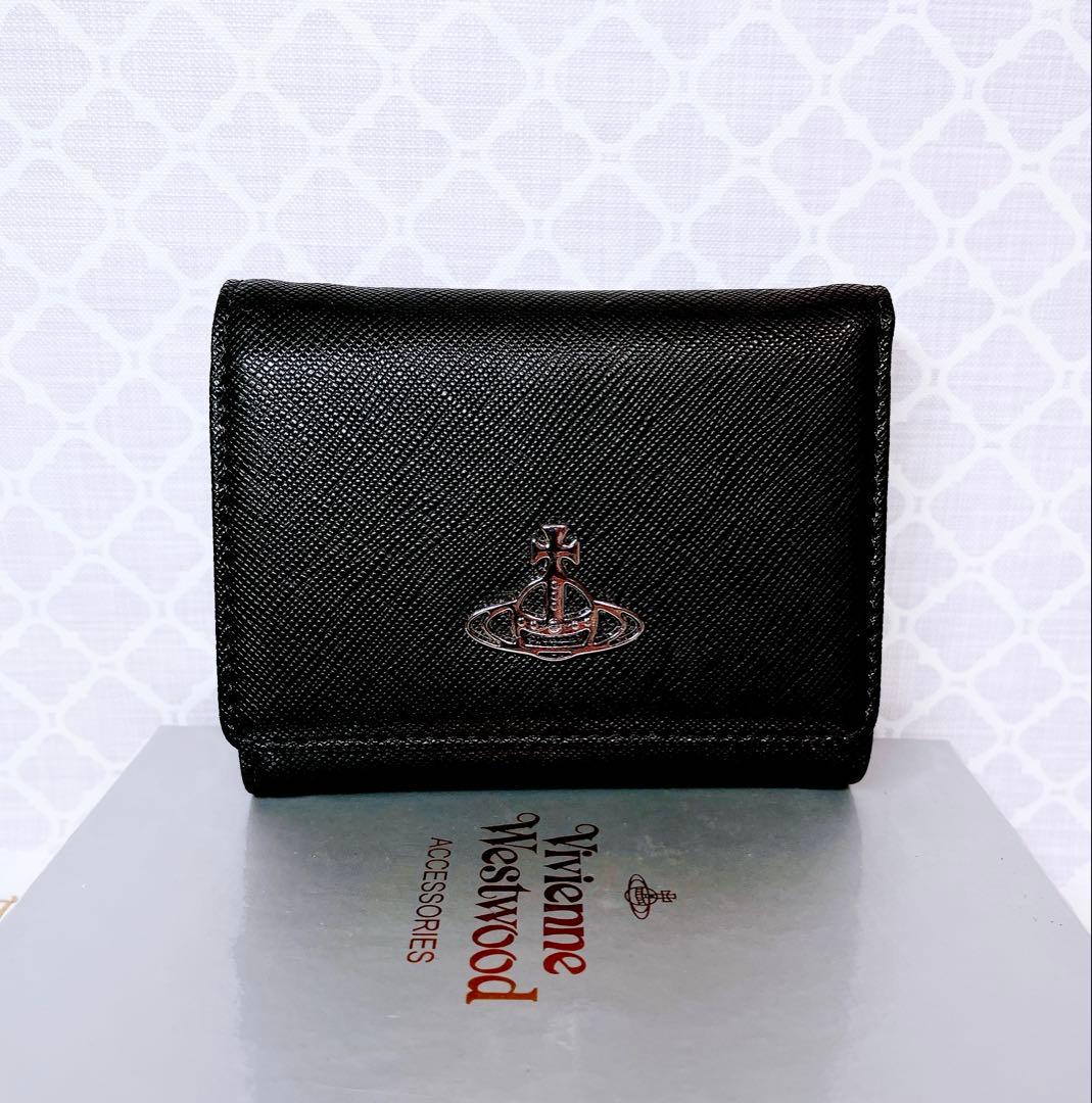 【最新◇ショッパー付】新品 ヴィヴィアン・ウエストウッド 3折財布 黒