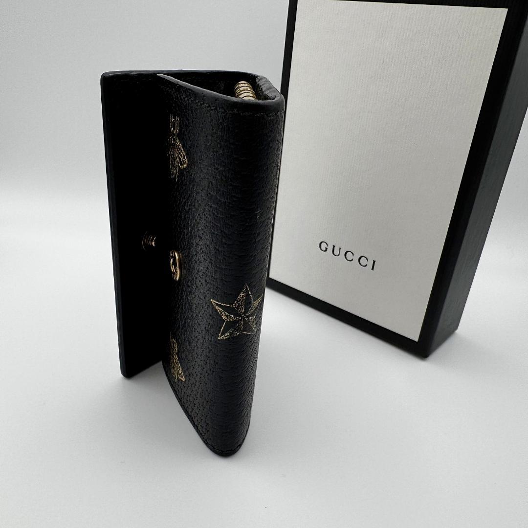 GUCCI★グッチ ビー＆スター 6連キーケース ブラック ゴールド 箱付
