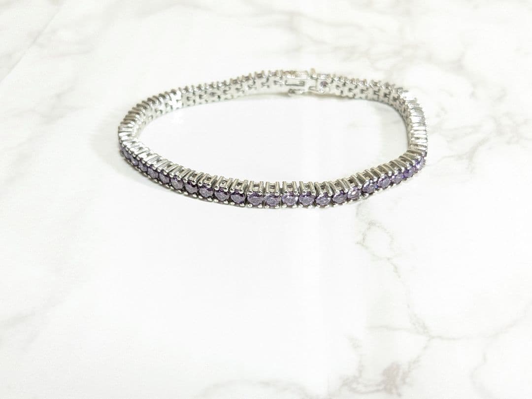 美品　スタージュエリー　テニスブレスレット　シルバー クリスタル パープル