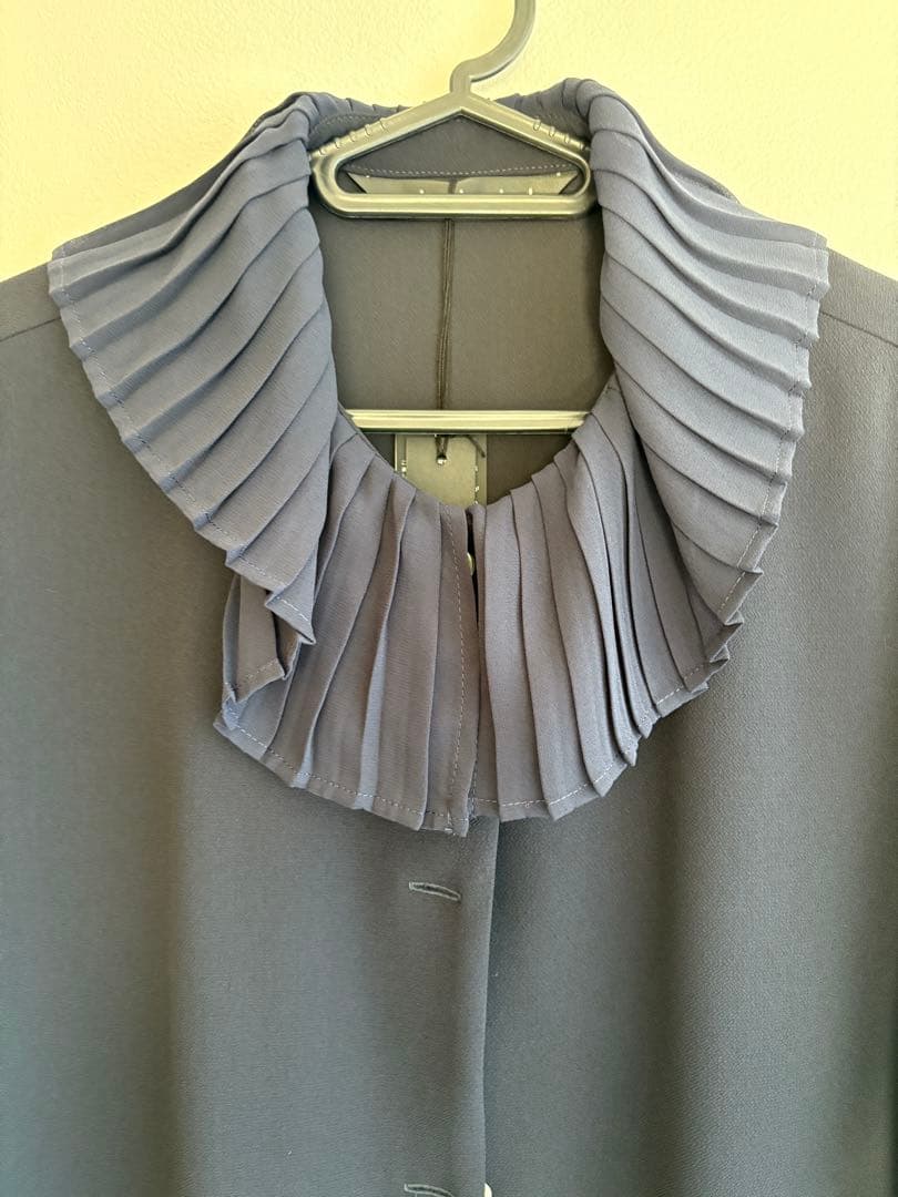 mizuiro ind｜プリーツカラーワンピース　ネイビー