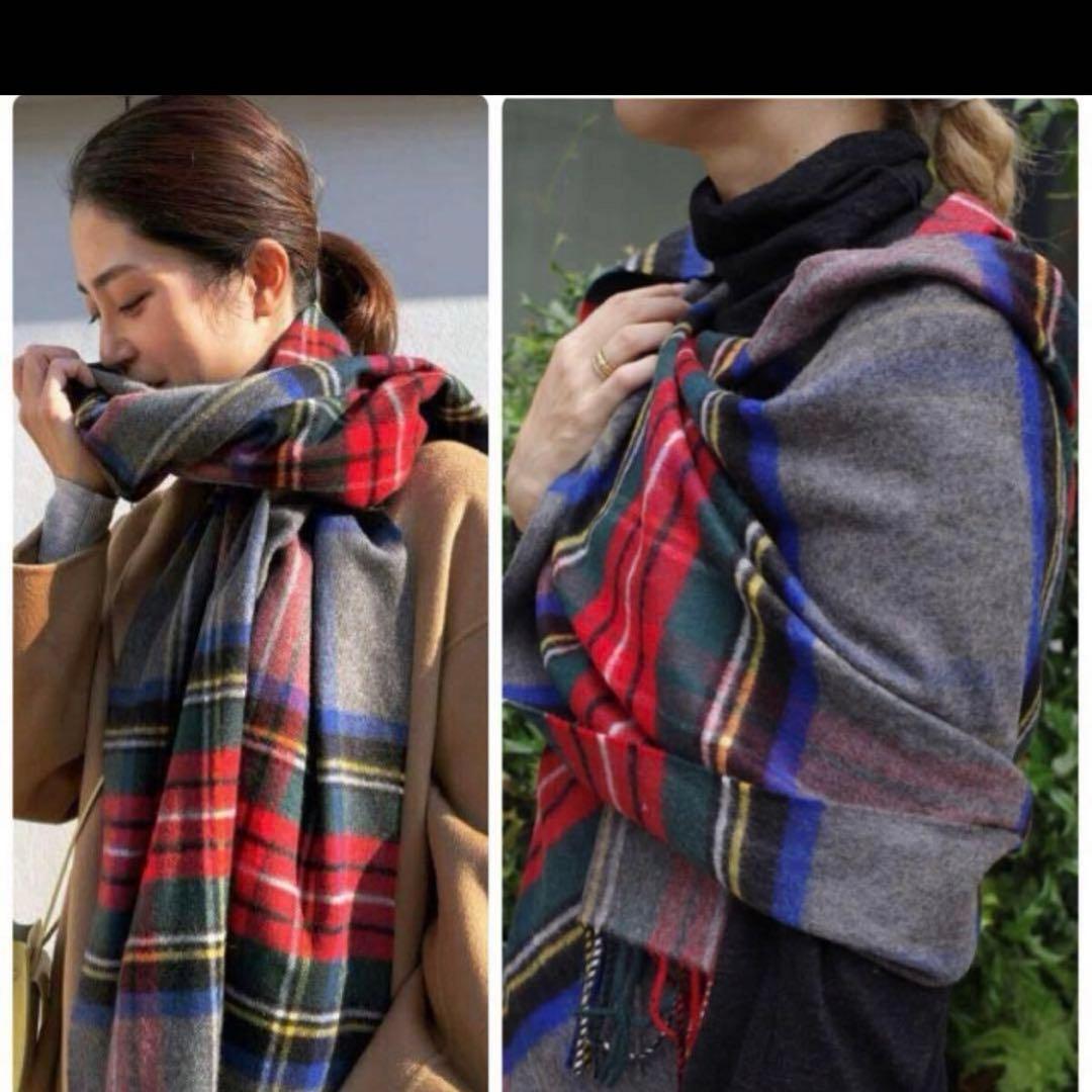 【国内正規品】ジョンストンズ　グレースチュワート　カシミア100% 大判ストール